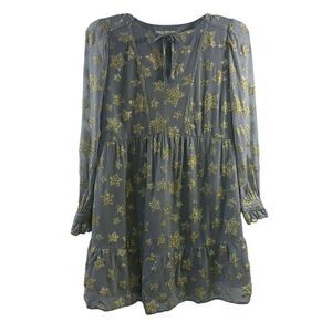 Loft Grey Fog Shimmer Star Tiered Dress Size X